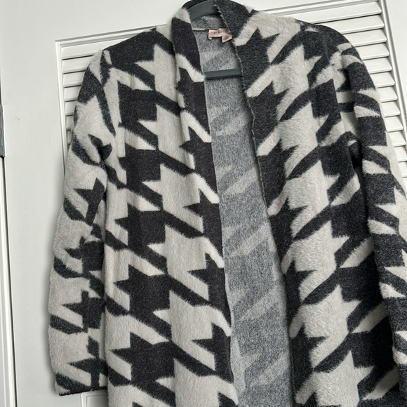 Philosophy houndstooth long open front cardigan Sz S - Picture 1 of 8